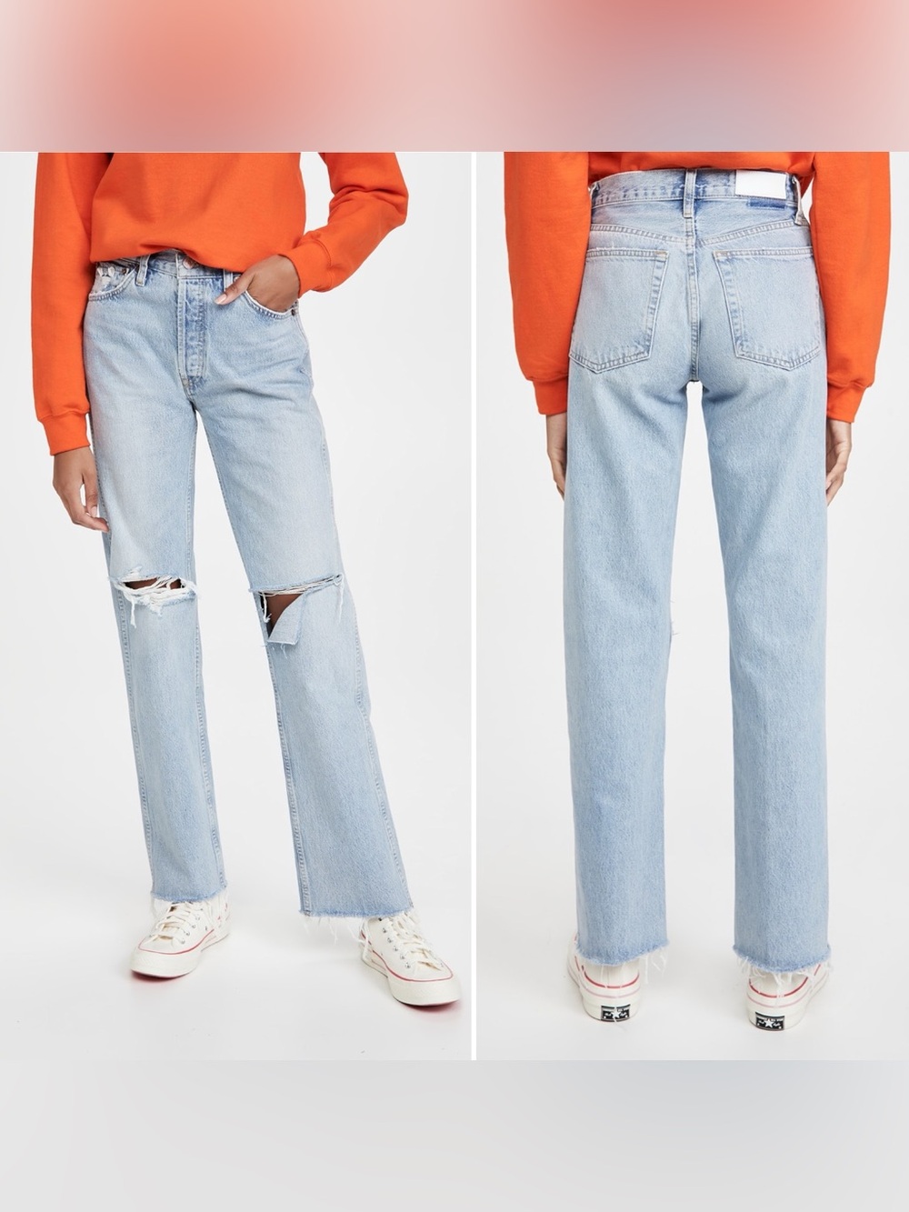 RE/DONE 90s High Rise Loose Breezy Indigo Jeans With Rips